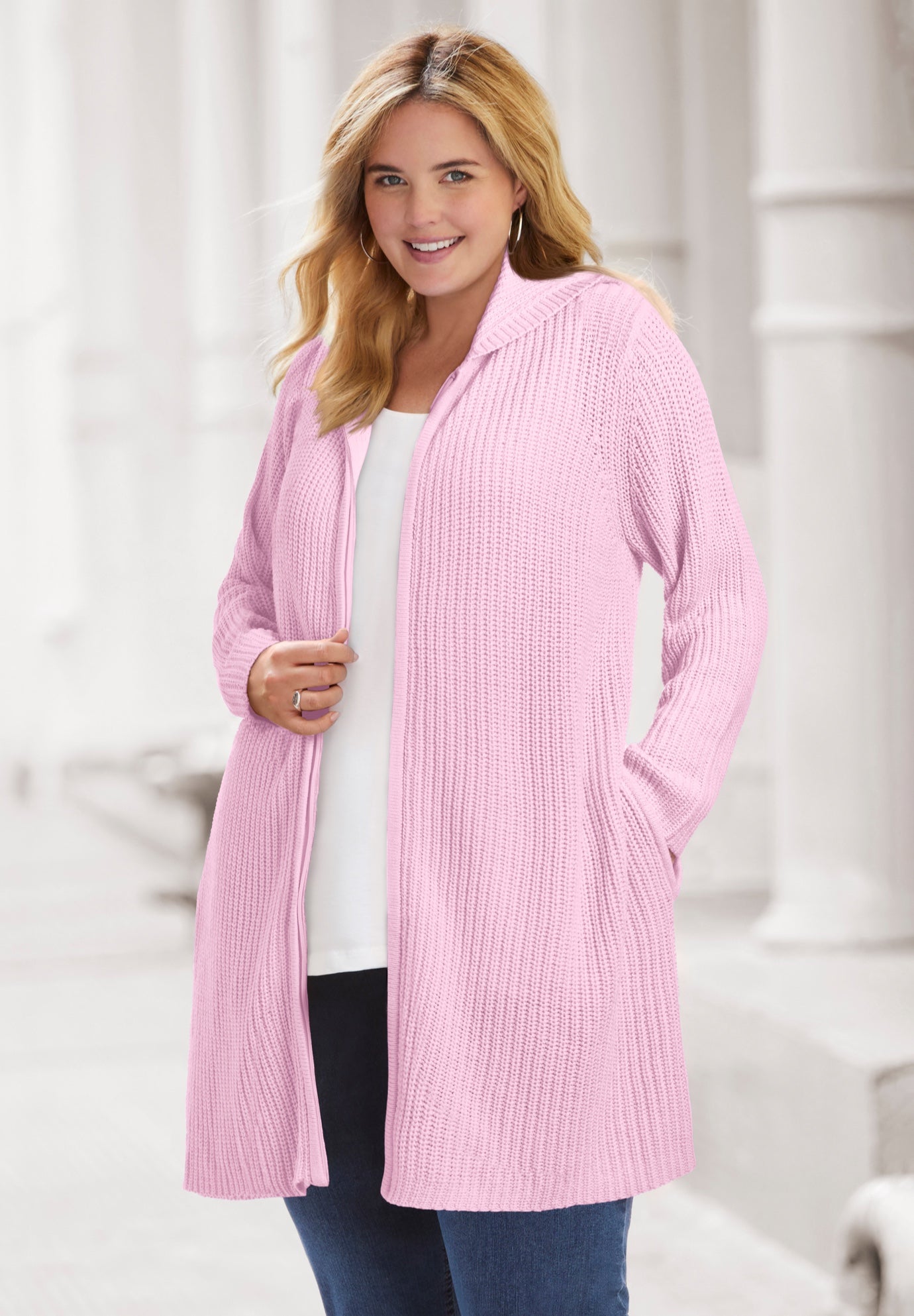 Hoodie Shaker Zipper Cardigan Sweater image number 0