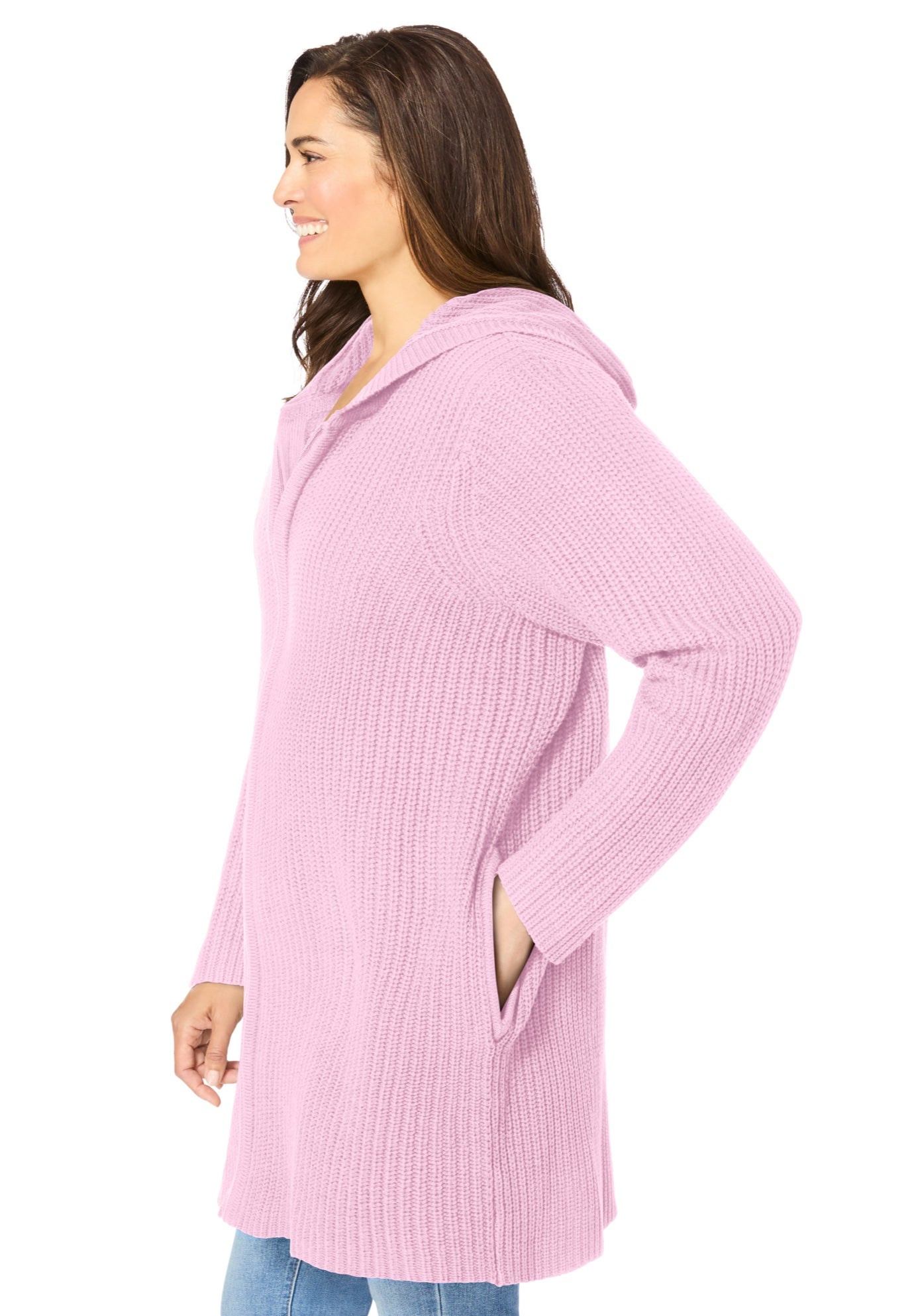 Hoodie Shaker Zipper Cardigan Sweater image number 3