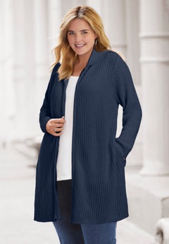 Hoodie Shaker Zipper Cardigan Sweater