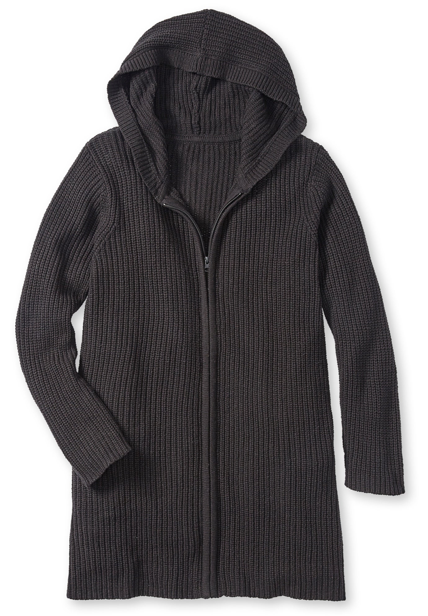Hoodie Shaker Zipper Cardigan Sweater image number 1