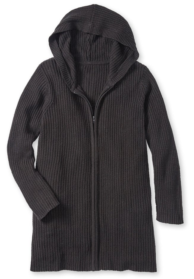 Hoodie Shaker Zipper Cardigan Sweater image number 1