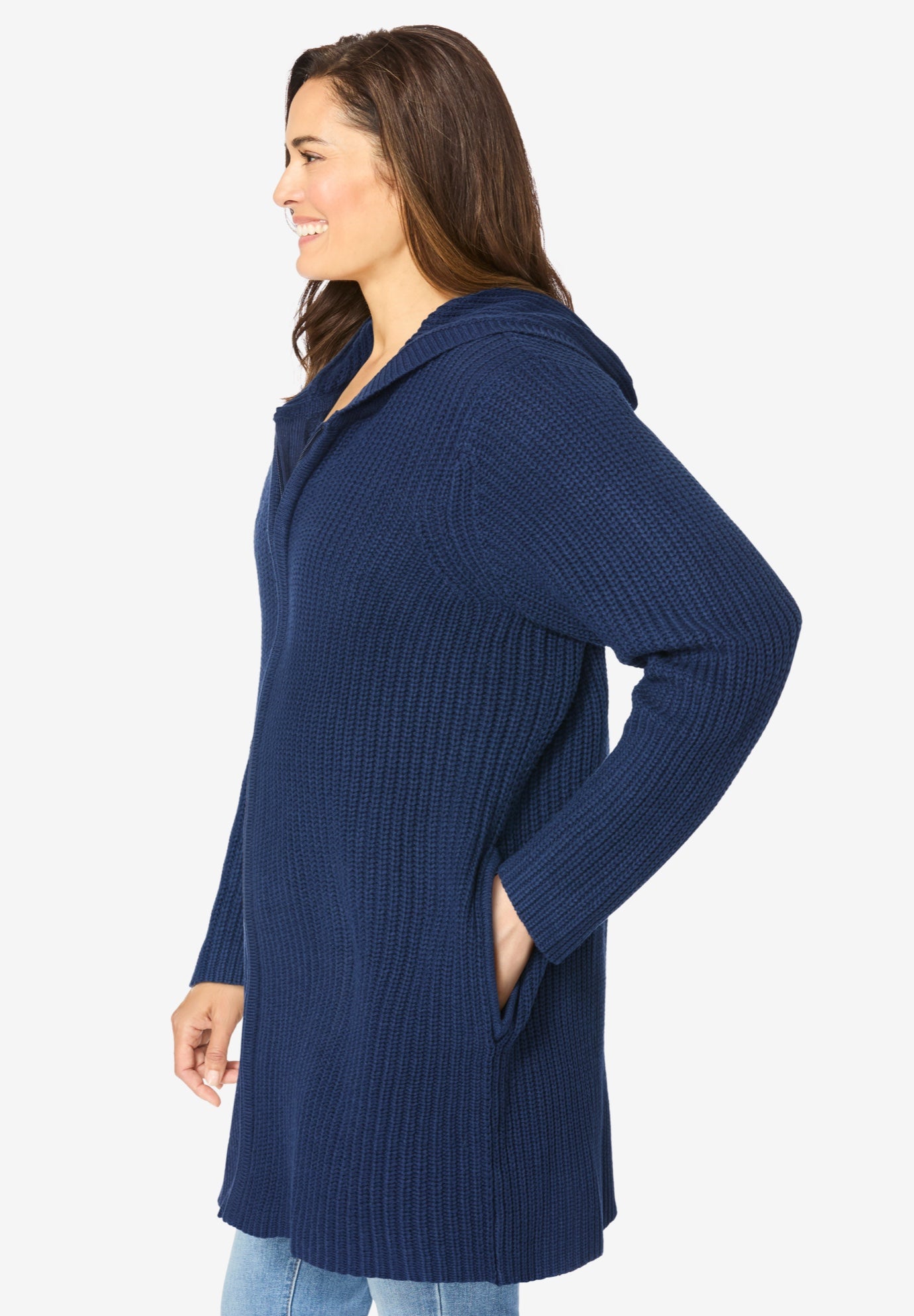 Hoodie Shaker Zipper Cardigan Sweater image number 4