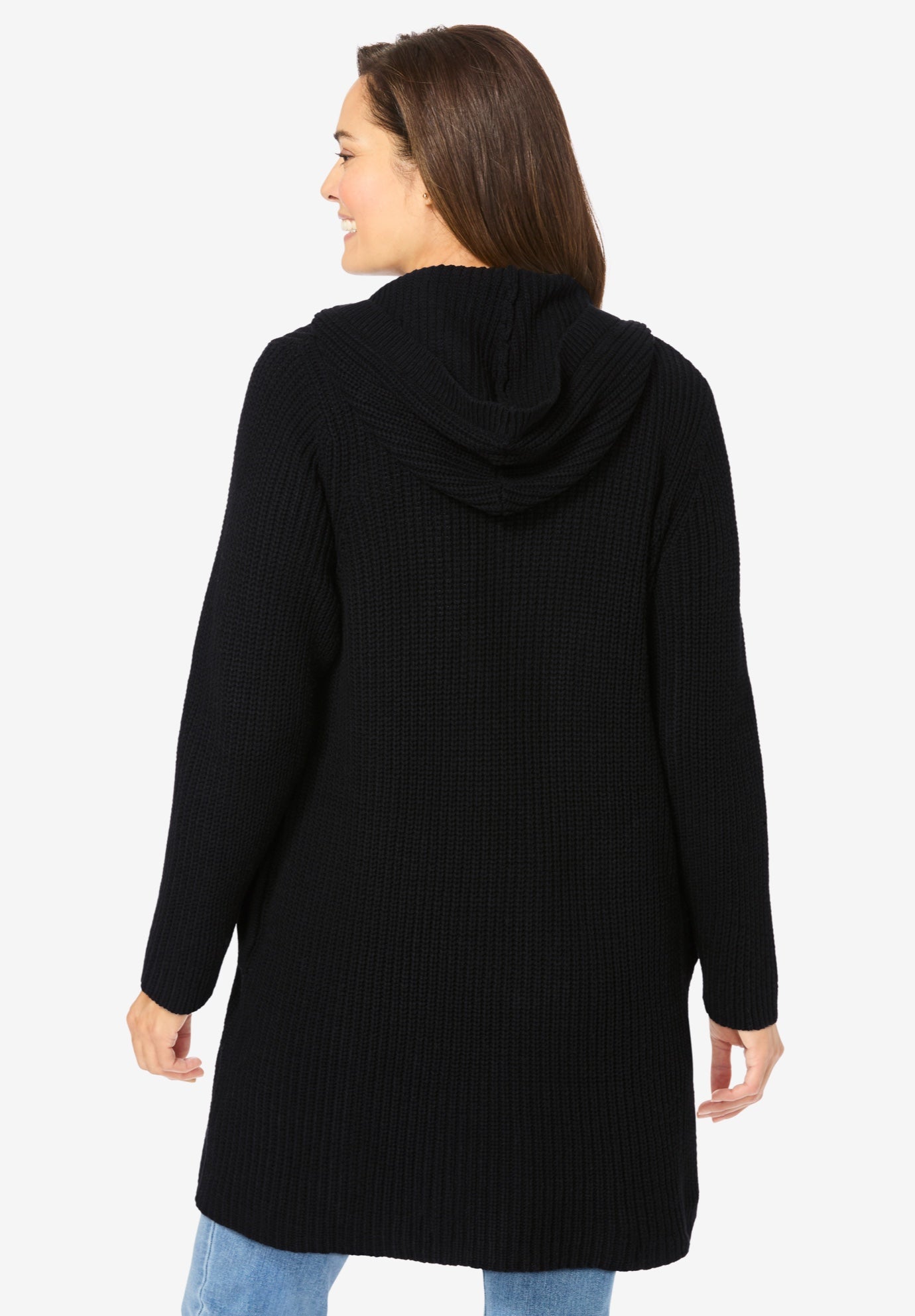 Hoodie Shaker Zipper Cardigan Sweater image number 2