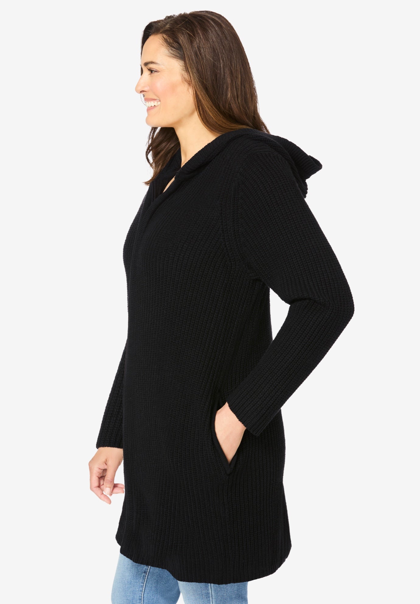 Hoodie Shaker Zipper Cardigan Sweater image number 3