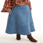 Fit-And-Flare Denim Midi Skirt image number null