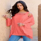 Lace-Detailed Cardigan and Tank Set image number null