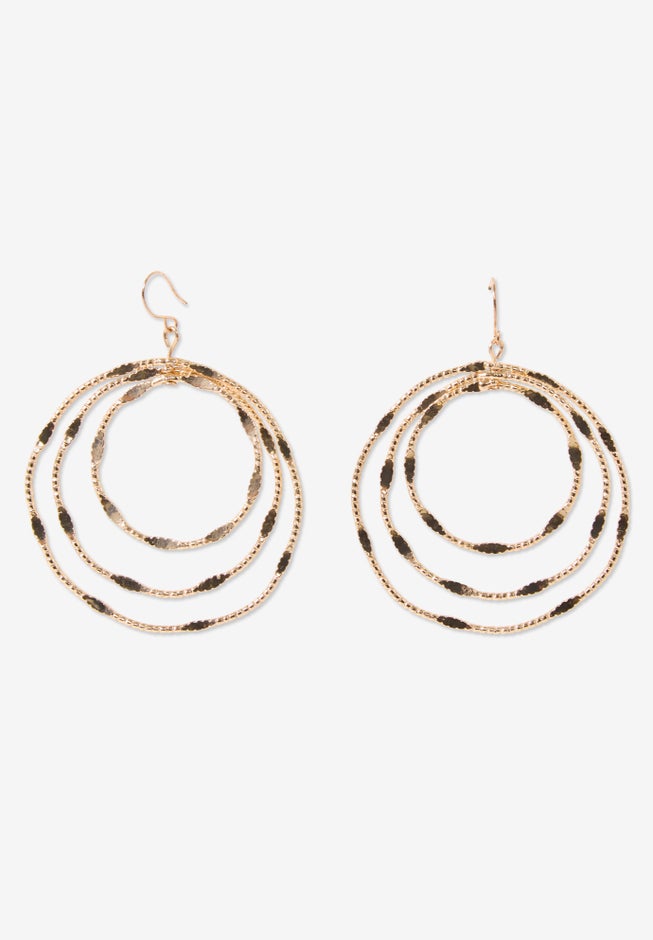 Layered Circle Drop Earrings image number 4