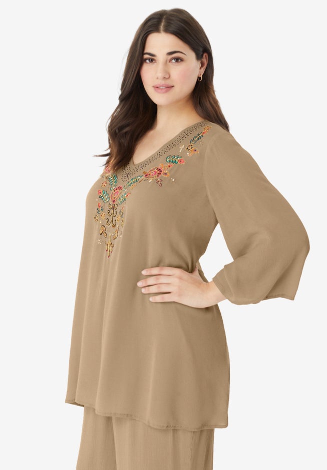 Hand Crinkled Embellished Tunic image number 3