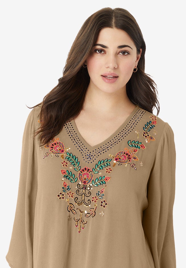 Hand Crinkled Embellished Tunic image number 4