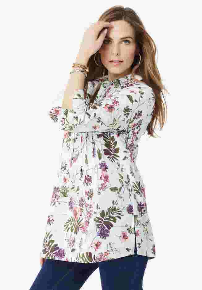 Pleated Stretch-Poplin Tunic image number 2