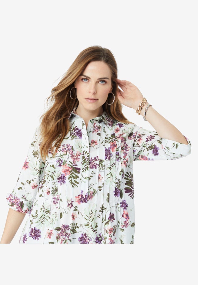 Pleated Stretch-Poplin Tunic image number 3
