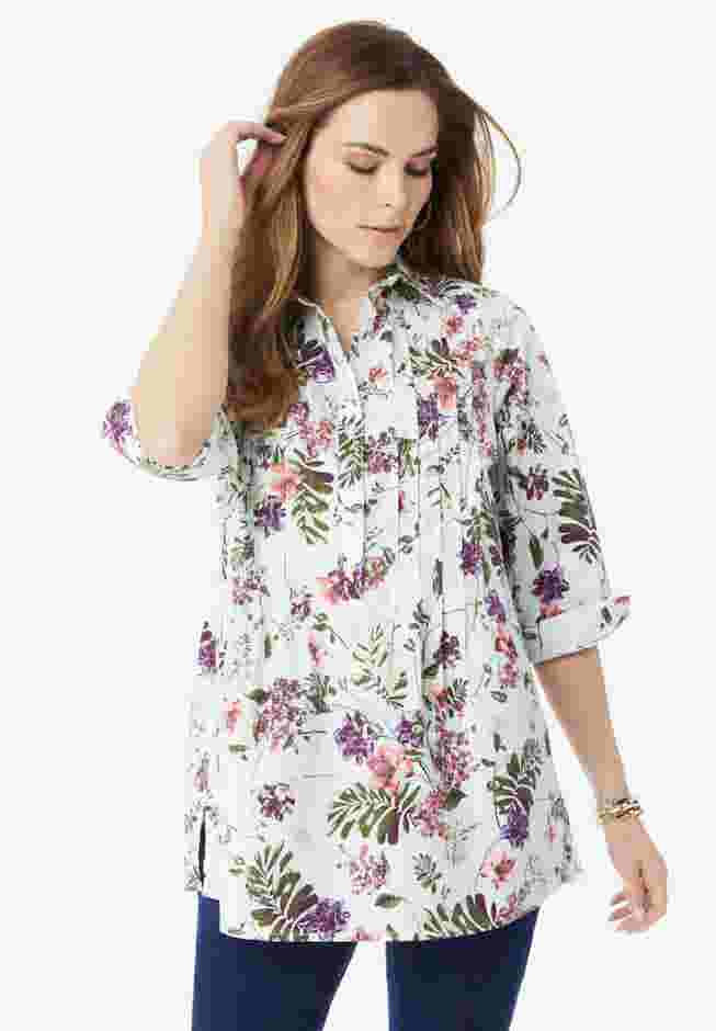 Pleated Stretch-Poplin Tunic image number 0