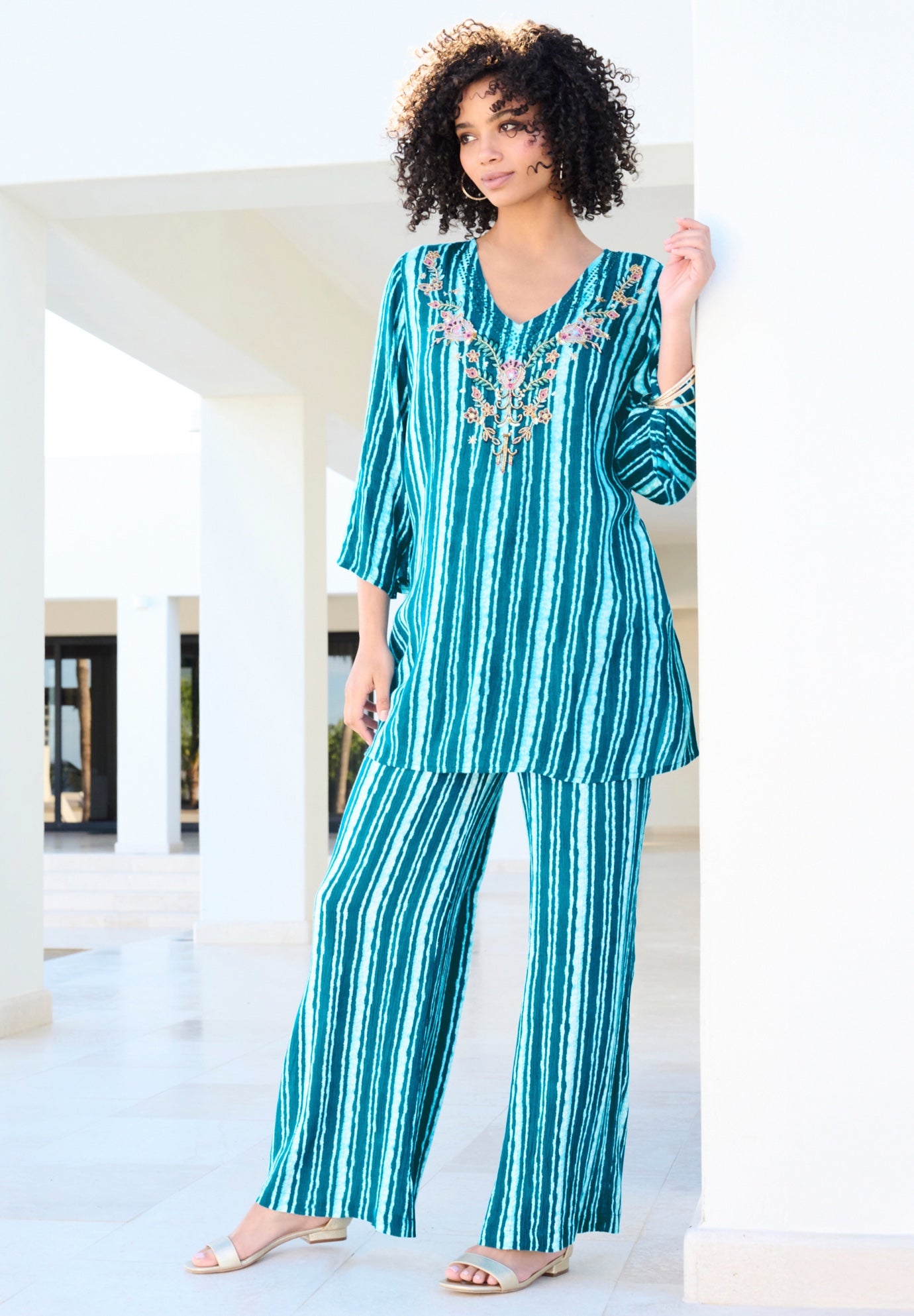 Plus Size Hand Crinkled Wide-Leg Pant image number 3