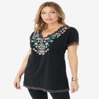 Floral Embroidered Tee image number null