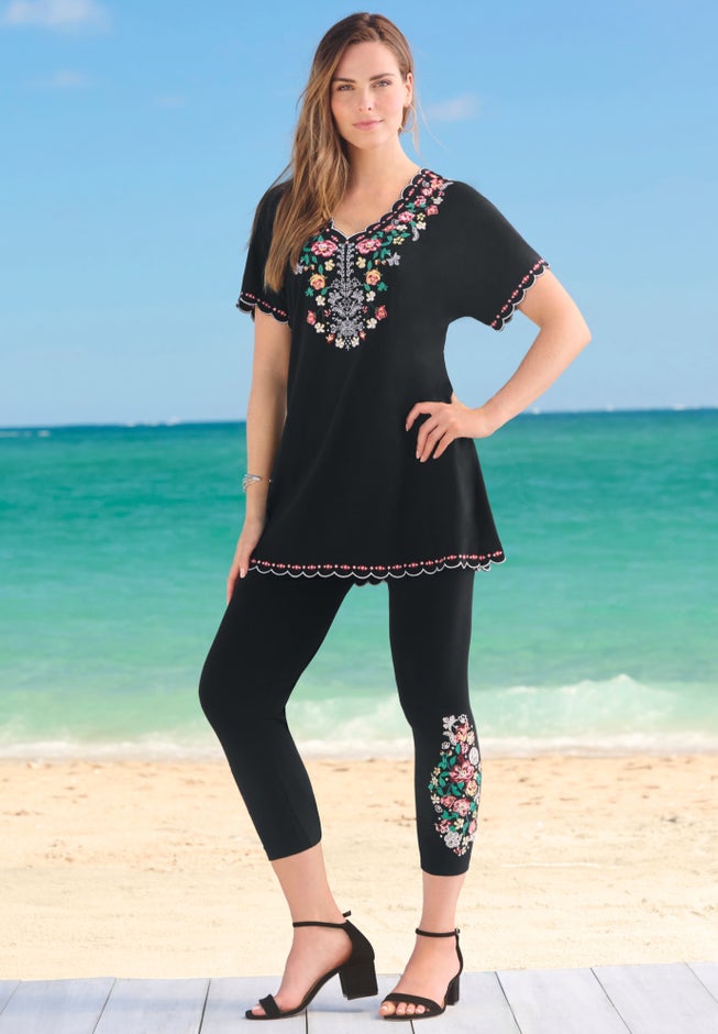 Floral Embroidered Tee image number 4