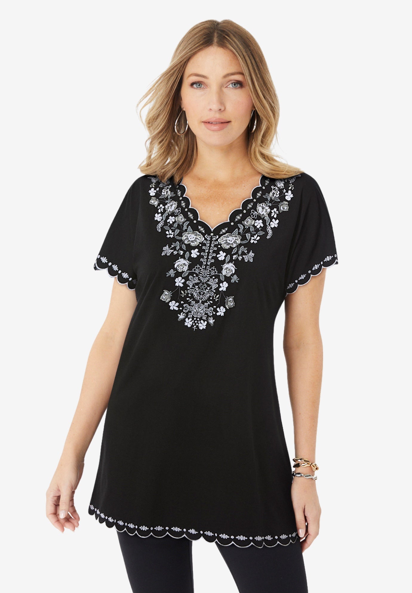 Floral Embroidered Tee image number 0