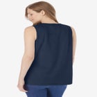Smocked Henley Tank Top image number null