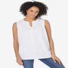 Smocked Henley Tank Top image number null