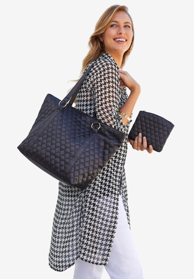 Quilted Metallic Tote Set image number null