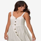 Button-Front A-Line Midi Dress image number null