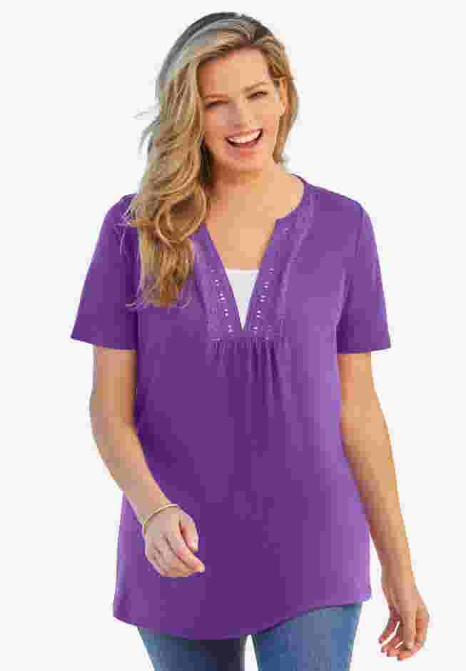 Crochet Layered-Look Tee image number 2