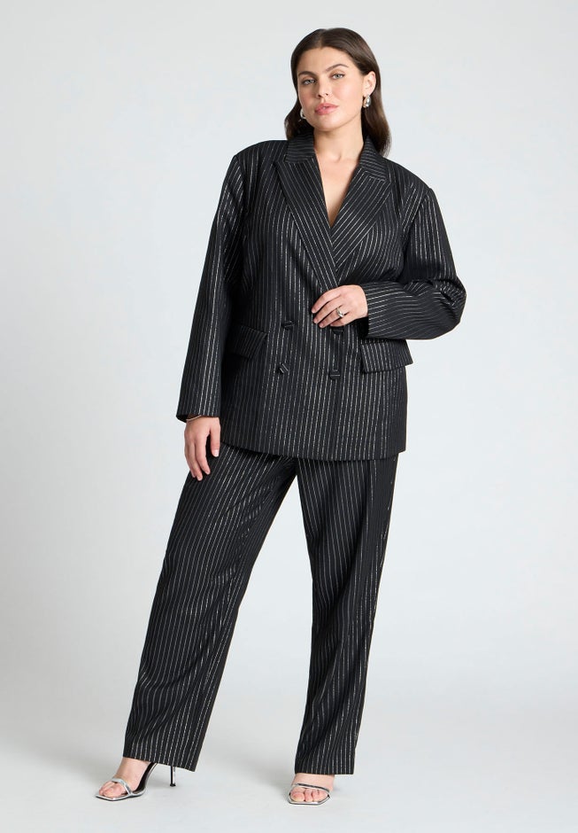 Shiny Pinstripe Blazer image number null