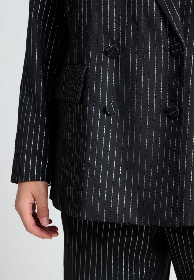 Shiny Pinstripe Blazer image number null