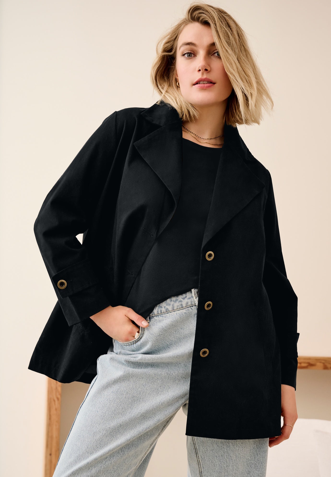 Button Front A-Line Jacket image number 0
