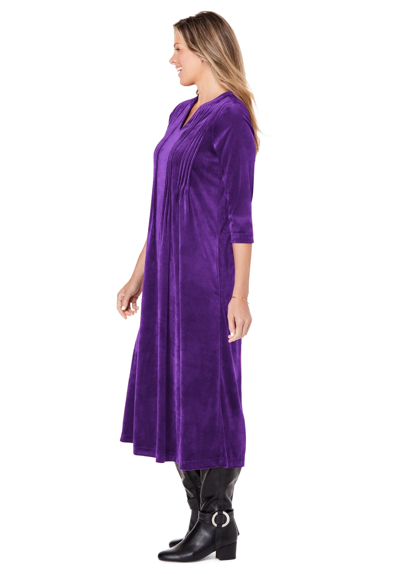 Pintuck Velour Dress image number 2