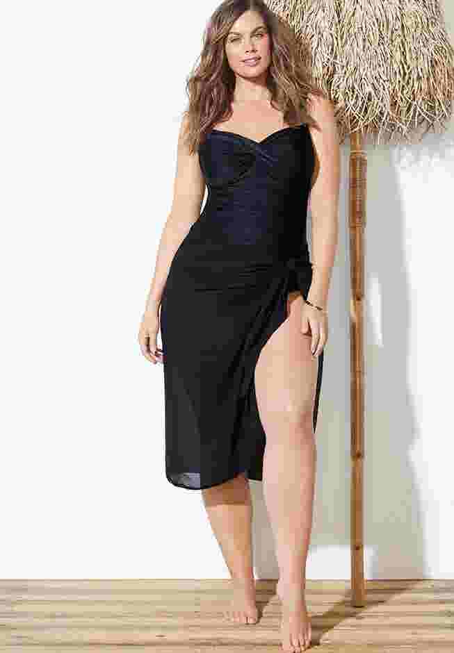 Black Sarong Swimsuit Cover Up image number 2