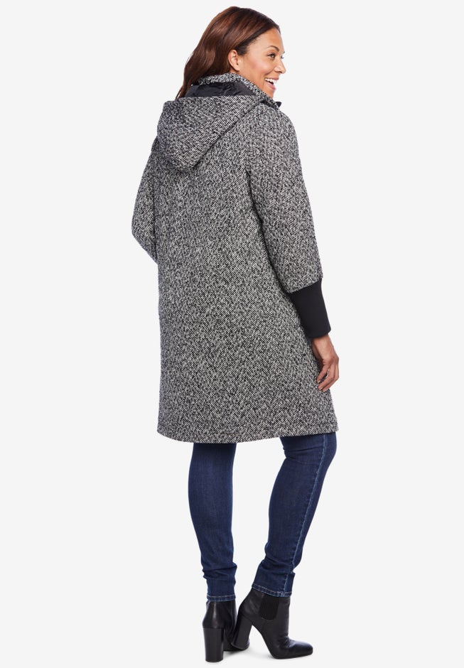 Rib-Knit Trim Wool Coat image number null