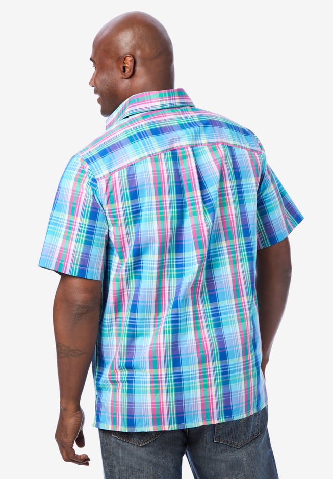 Plaid Wrinkle-Resistant Short Sleeve Button Down image number 1