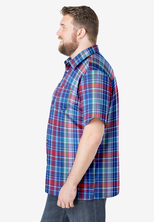 Plaid Wrinkle-Resistant Short Sleeve Button Down image number 2