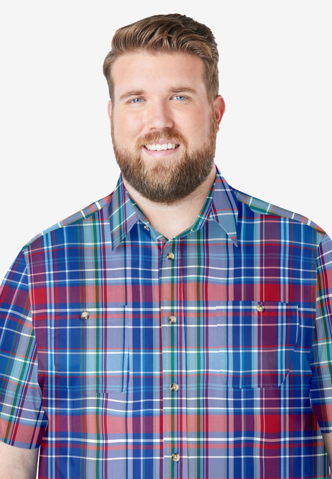 Plaid Wrinkle-Resistant Short Sleeve Button Down image number 3