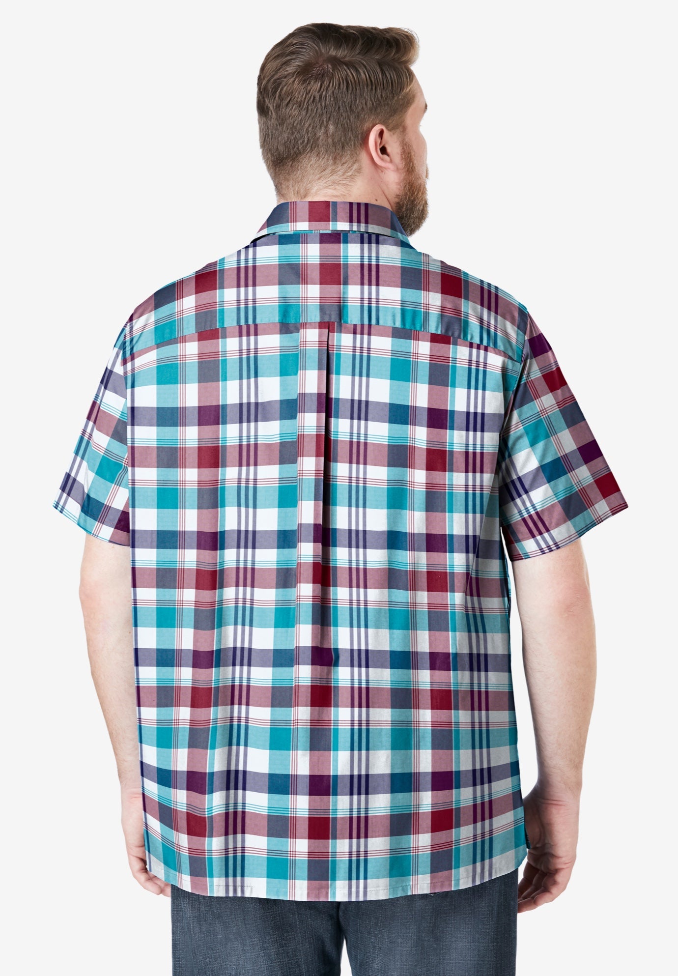 Plaid Wrinkle-Resistant Short Sleeve Button Down image number 1