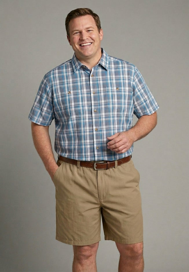 Plaid Wrinkle-Resistant Short Sleeve Button Down image number 3