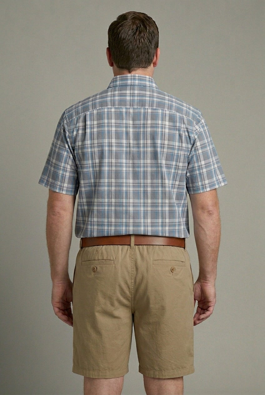 Plaid Wrinkle-Resistant Short Sleeve Button Down image number 5