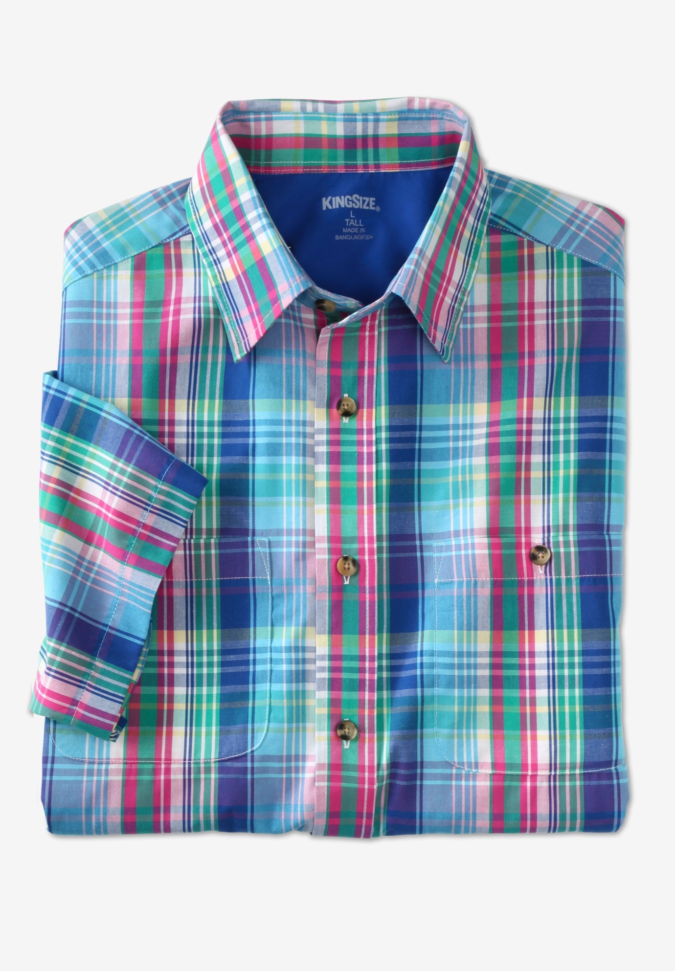 Plaid Wrinkle-Resistant Short Sleeve Button Down image number 0
