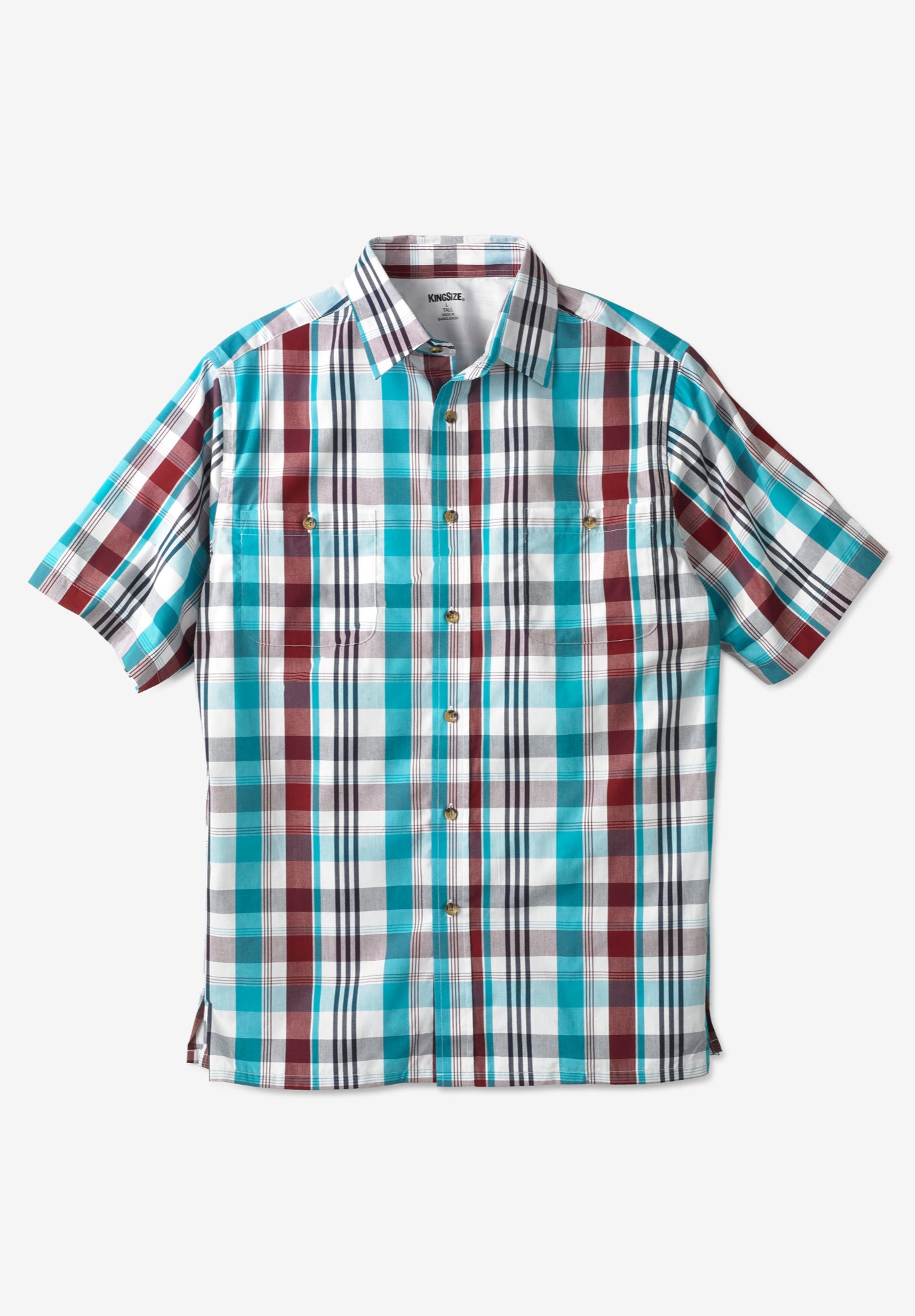 Plaid Wrinkle-Resistant Short Sleeve Button Down image number 0