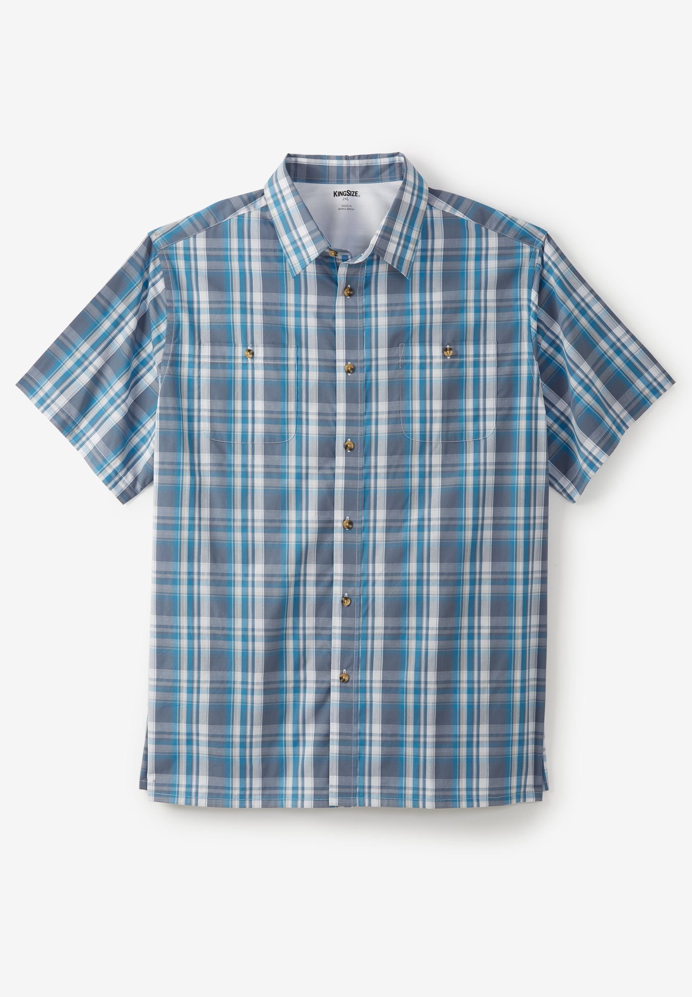 Plaid Wrinkle-Resistant Short Sleeve Button Down image number 0