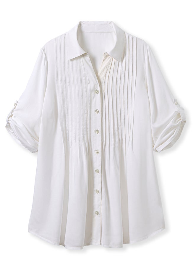 Rayon 7-Day Pintucked Tunic Blouse image number 1