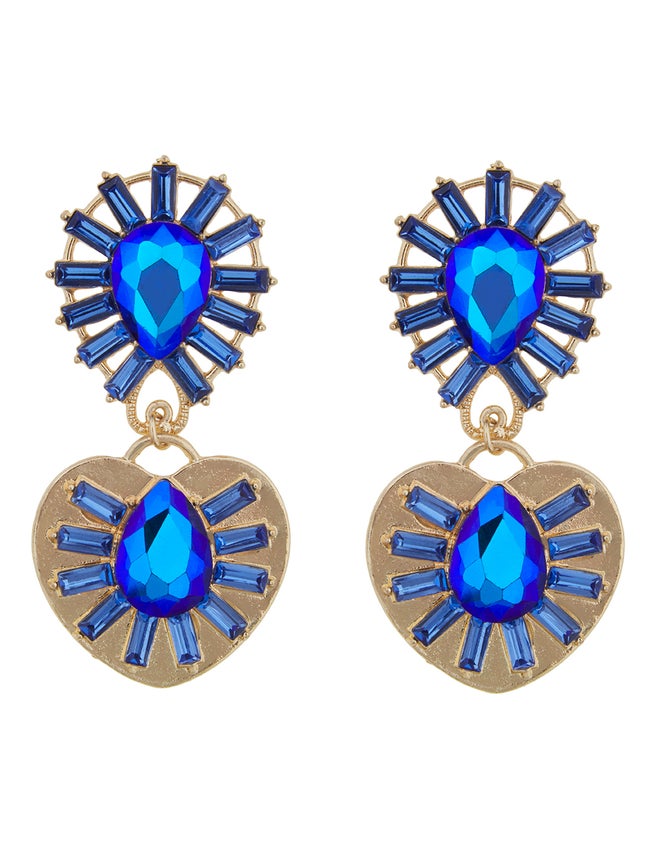 Teardrop Baguette Gem Drop Earrings image number null
