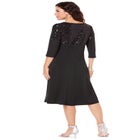 Plus Size 3/4 Sleeve Embellished Boatneck Dress image number null