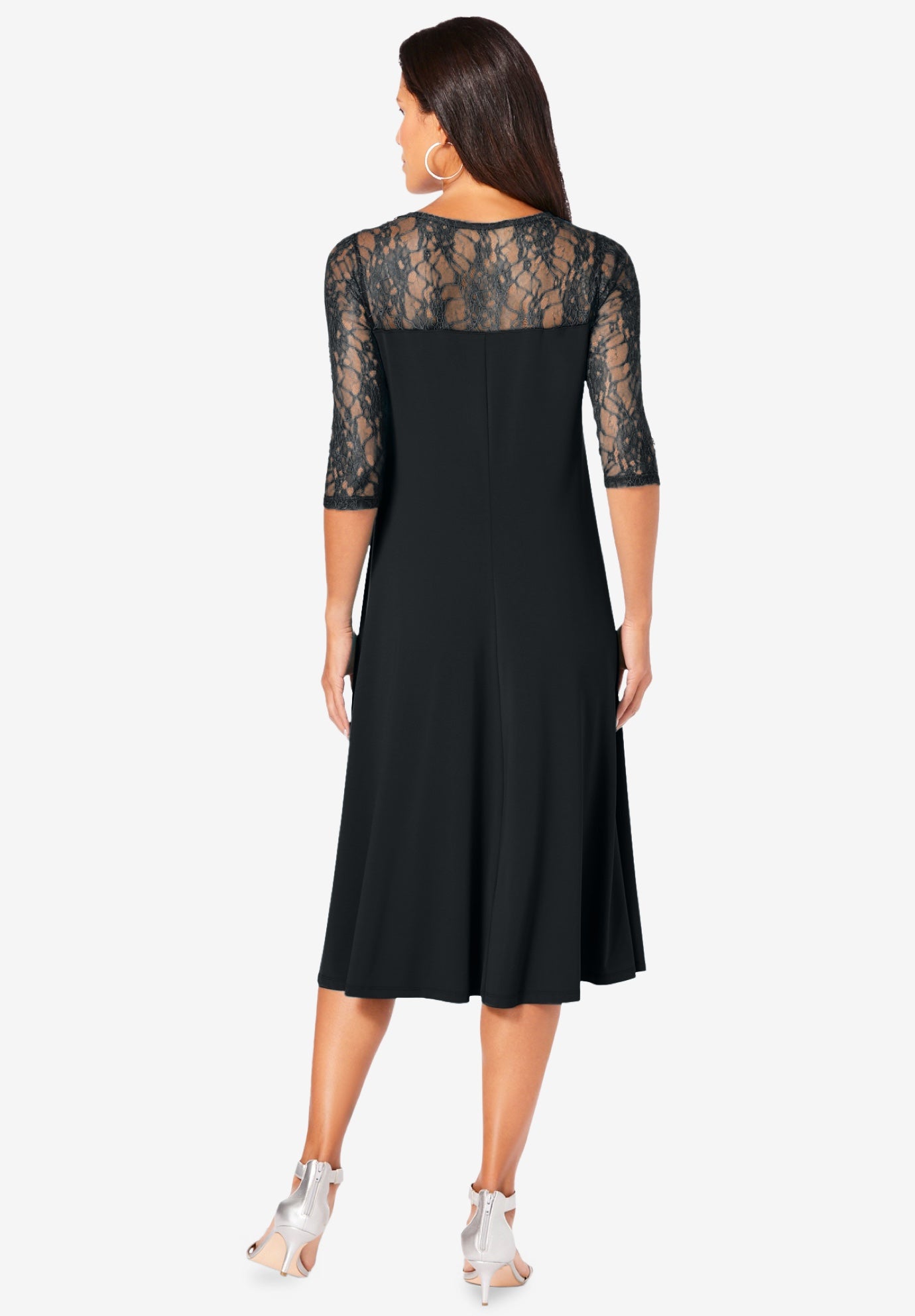 Plus Size 3/4 Sleeve Allover Lace Swing Dress image number 1