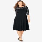 Plus Size 3/4 Sleeve Allover Lace Swing Dress image number null