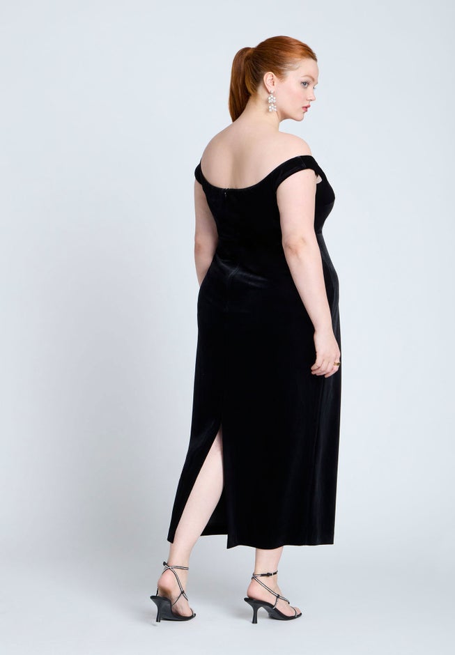 Velvet Off The Shoulder Dress image number null