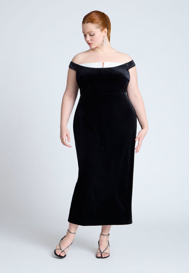 Velvet Off The Shoulder Dress image number null