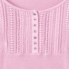 Waffle Thermal Lace Bib Henley Tee image number null