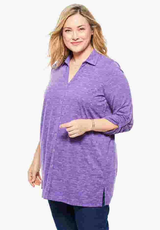 Marled Button Down Tunic image number 0