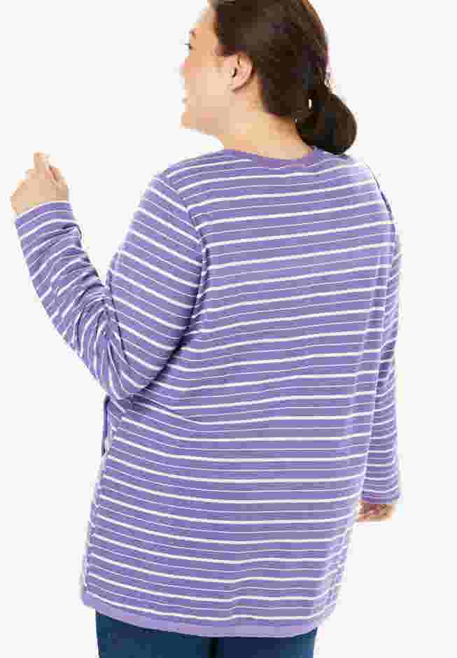 Buttoned Tulip Hem Sweatshirt image number 1